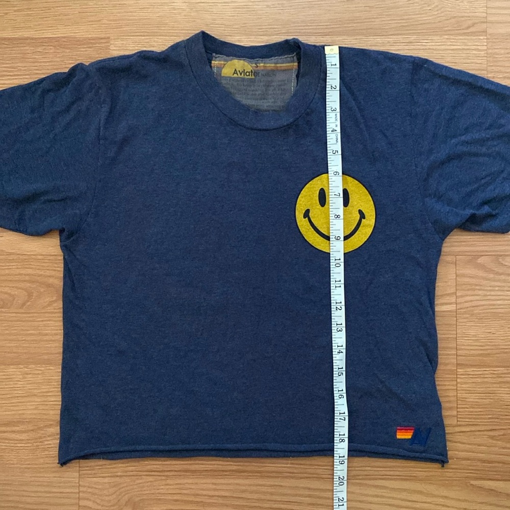 ❤️ Aviator Nation Smiley Face Rainbow Tee Blue Size Small - Picture 6 of 9
